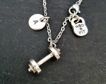 Gym Necklace Barbell Initial Thruster Workout · Fitness Gifts · Motivation Gift · Gym Gifts· Bodybuilding · Fitness Jewelry · Wod & Fit