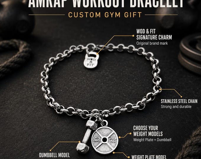 AMRAP workout gym bracelet, motivational fitness gift for women, gym girl, athlete, lifter, coach or trainer · Wod & Fit