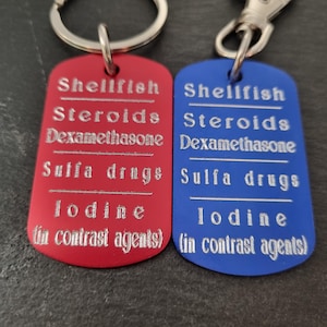 Medical Alert Keycahin Personalized Engraved Aluminum 50x30 - Medical ID Tag, Emergency Med Alert Keychain ICE Medical Information Tag image 9