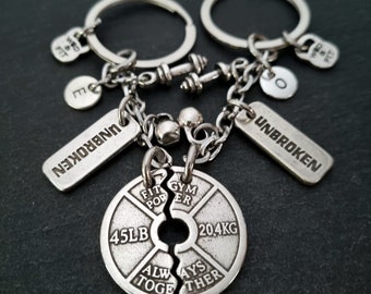 Couple Gym Keyring Weight Plate Always Together One More Rep Unbroken · Aniversary Gift· Bff Gifts· Boyfriend gift ·Weight Lifting·Wod & Fit