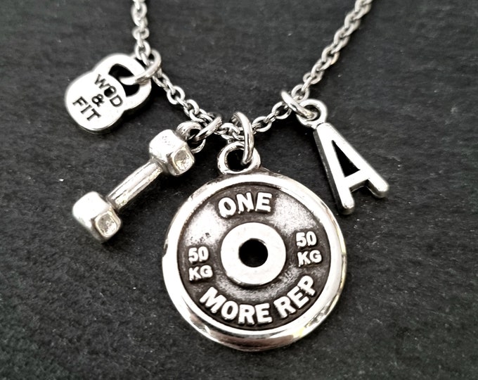 GYM Necklace Motivation Weight Plate ·  Initial Necklace · Gym Gifts · Weight Lifting · Bodybuilding · Boyfriend Gift · Fitness · Wod & Fit