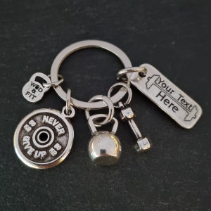 Custom Keychain GYM Kettlebell Swings Workout ·  Fitness - Bodybuilding - Gym Motivation - Personal Trainer Gift- GYM Gifts -Sport·Wod & Fit