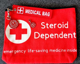 Emergency Pouch Medical Alert Medical Bag + Aluminum Tag · Emergency First Aid Pouch - Epipen Inside · Medical Alert Keychain - Diabetes
