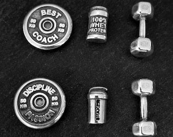 SET 3 Gym Magnets Dumbbell Motivation Weigth Plate · Set whiteboard magnets · Gym Gift · cute fridge magnets set Wod & Fit