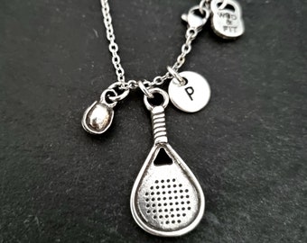 Necklace Padel Tennis Ball and Initial · Gift for Padel Lovers - Paddel Tennis gift - Gift for Paddel - Gift for Paddel Player - Wod & Fit