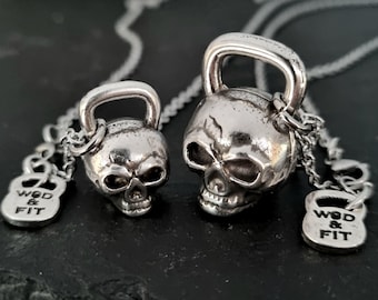 Collar Gimnasio Kettlebell Calavera SKULL Workout · Regalo Fitness · Collar Bodybuilding · Crosstraining· Collar Gym · Joyas GYM·Wod & Fit