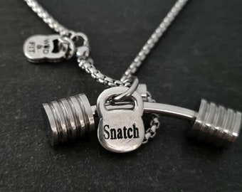 GYM Necklace Strongman Workout Barbell Kettlebell · Personalized Gift · Name Necklace · Gym Gift · Boyfriend Gift· Coach Gift · Wod & Fit
