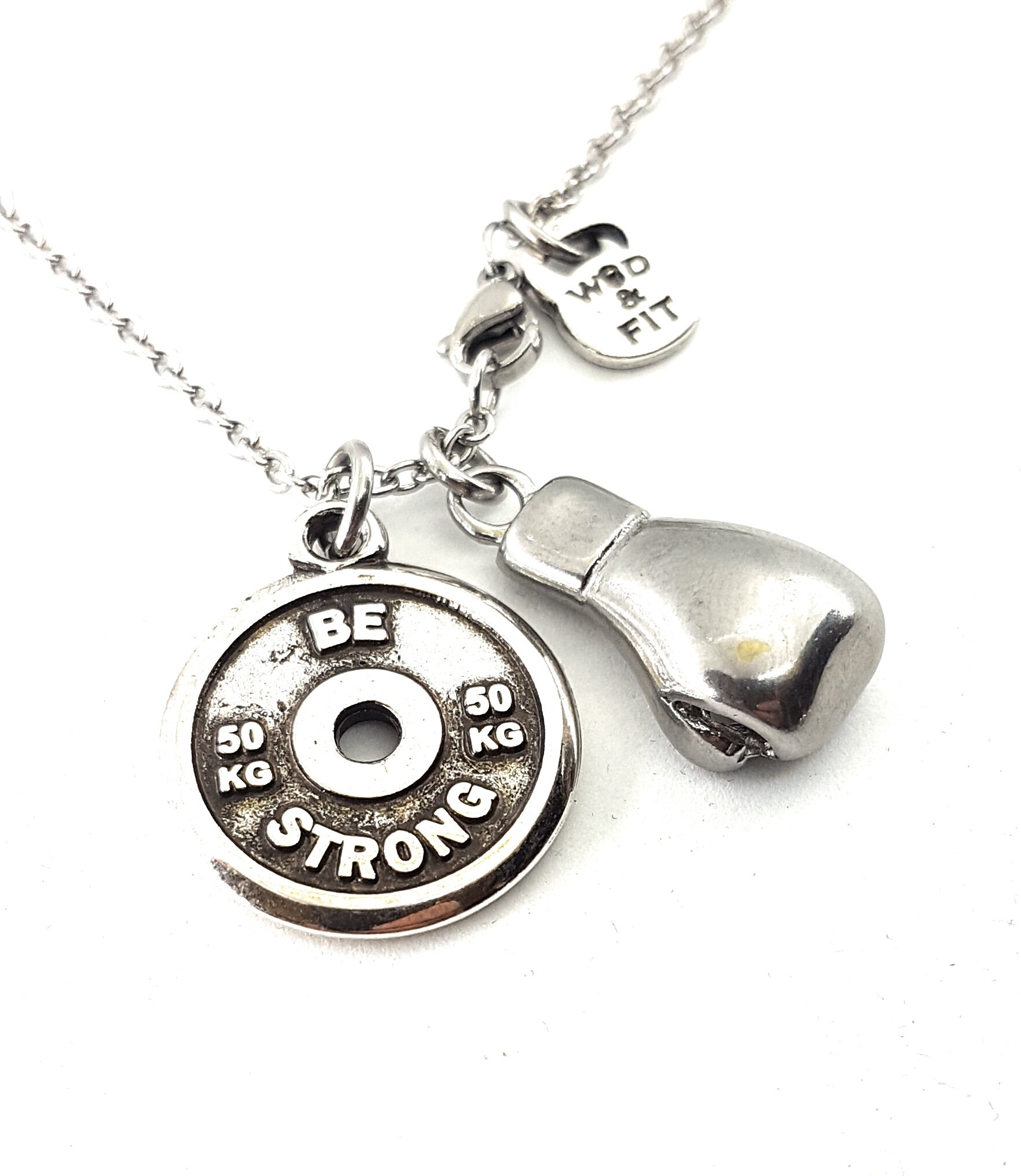 Boxing Glove Knockout Necklace & FitPlate,Boxing Jewelry,Bodybuilding