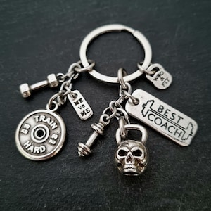 Custom Keychain GYM Gift Competitor · Personalized Gift· Kettlebell SKULL Motivation Weight Plate · Birthday Gift · Bff gifts · Wod & Fit