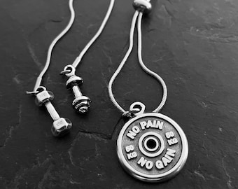 Necklace Dumbbell Swing & Fitplate Workout Fitness Fit Girl Fitmom,Bodybuilding,Gym Motivation Gift Fitness Jewelry,Sport Gift,CrossTraining