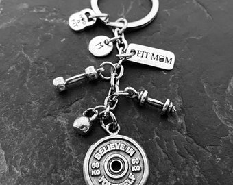 Gym Keychain BELIEVE IN YOURSELF Gym Gift · Custom gift · Gym Gifts · Workout Gifts · Motivation · Fitness · initial Gift · Sport Wod & Fit