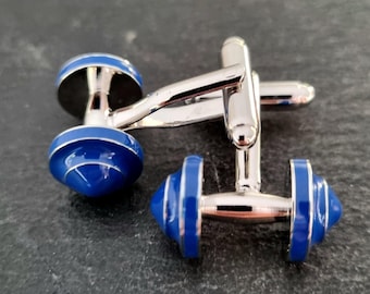 Gym Cufflinks Dumbbell Blue Barbell · Weight lifting · Bodybuilding · Cuff links · Dad Gift · Boyfriend Gift · Coach Gift ·Fintess·Wod & Fit