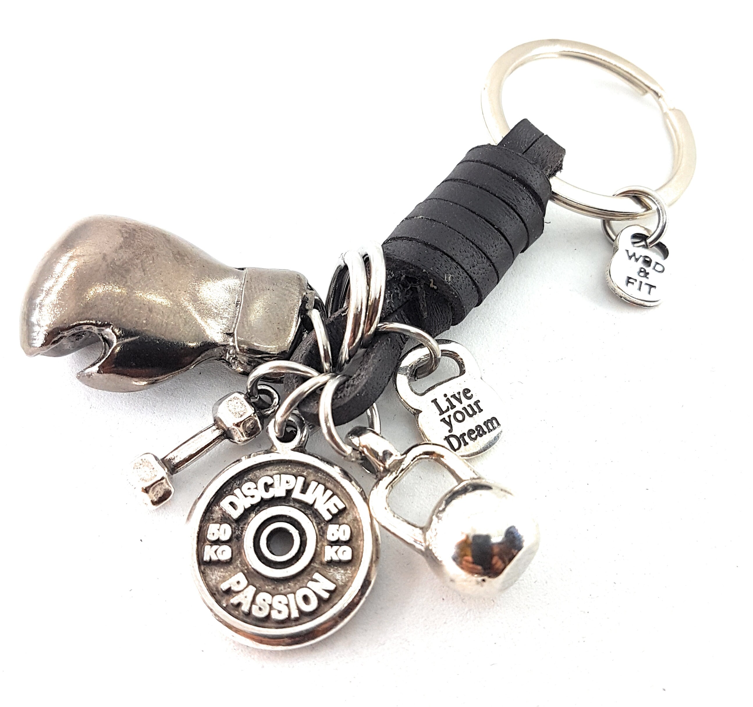 Boxing Glove Keychain Dark BROWN Leather Keychain Boxing Challenge