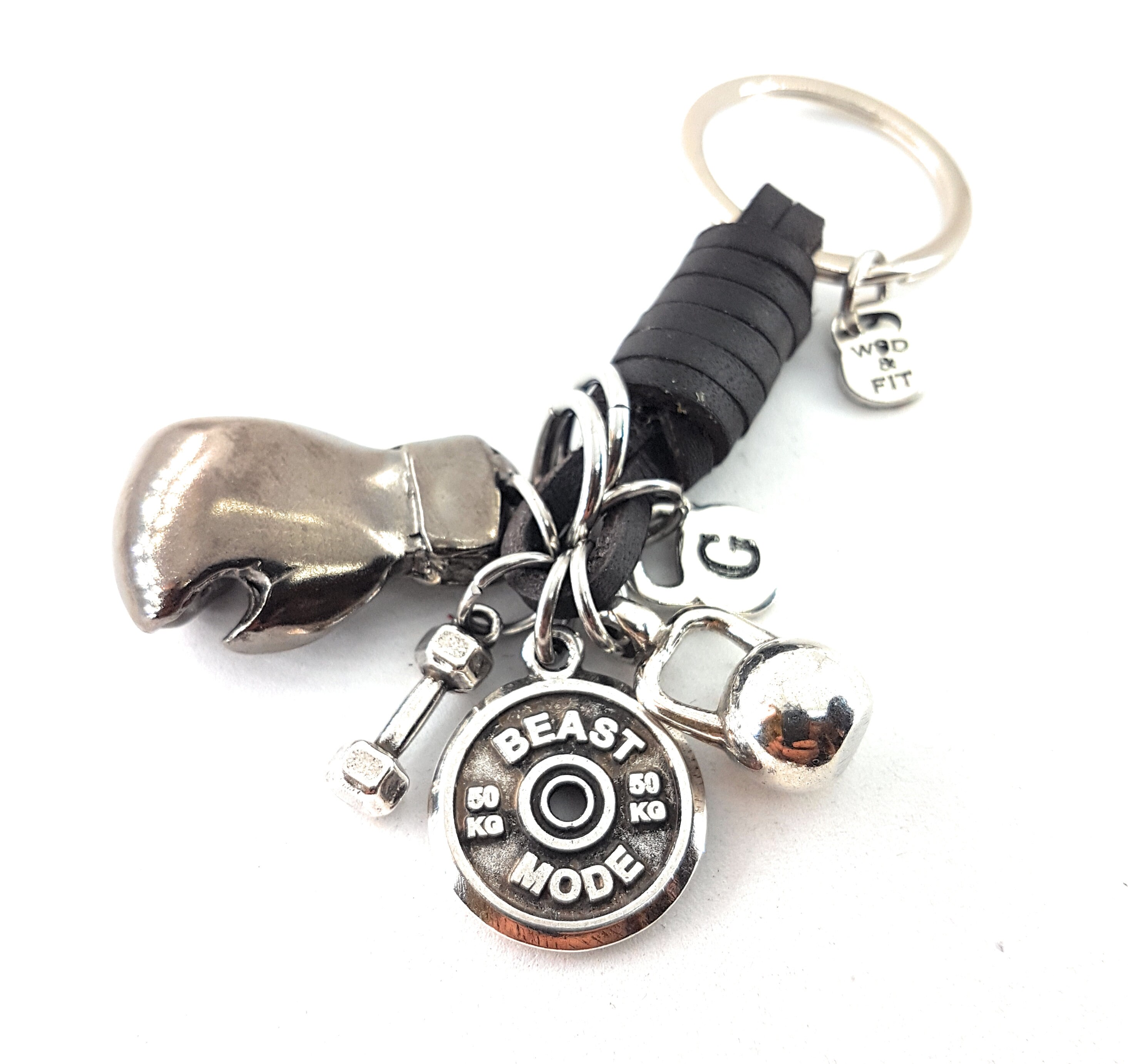 Boxing Glove Keychain Dark BROWN Leather Keychain Boxing Challenge