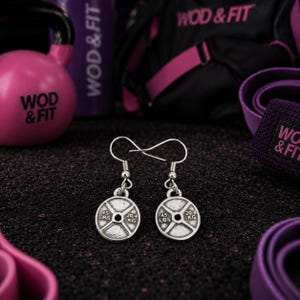 Örhängen för kvinnor med gympower, motivationsgåva för vältränad tjej, gymtjej, atlet, tränare eller sportig vän Wod & Fit Weight Plate 45lbs