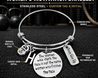 Motivational bracelet for women, inspiring strength gift for friend, sister, mom, daughter or special woman Wod & Fit