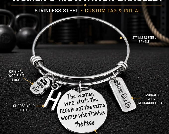 Motivational bracelet for women, inspiring strength gift for friend, sister, mom, daughter or special woman Wod & Fit