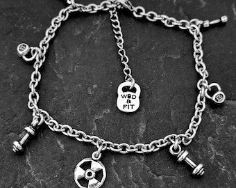 Anklet Fitness GYM Weights · Workout gift · BFF Gifts · personalized anklet · Girlfriend Gift · Gift for Mom ·Wife Gift ·Gym Gift· Wod & Fit