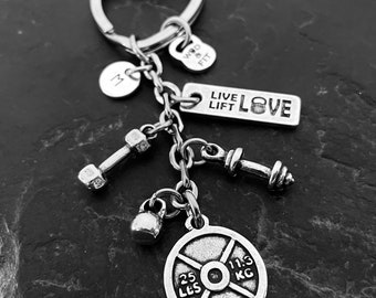 GYM Women Keychain Personalised gift Weight Plate 25lbs · Girlfriend Gift · Name Keychain · Mom Gift · Wife Gift · gift for women ·Wod & Fit