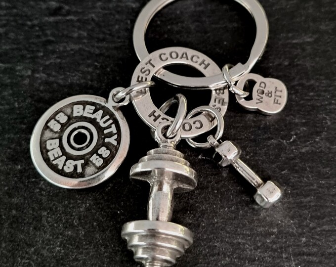GYM Keychain AMRAP Barbell Custom Gift Dumbbell - Fitness - Bodybuilding Jewels - Gym Motivation - Personalized Gift- GYM Gifts - Wod & Fit