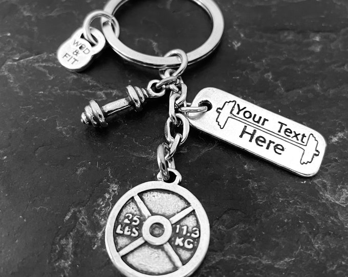 Gym Weight Plate Keychain Workout Gifts- Bodybuilding - Sport - Weight Lifting- Fitness - Exercise Gift - Trainer Gift - Gym Gift -Wod & Fit
