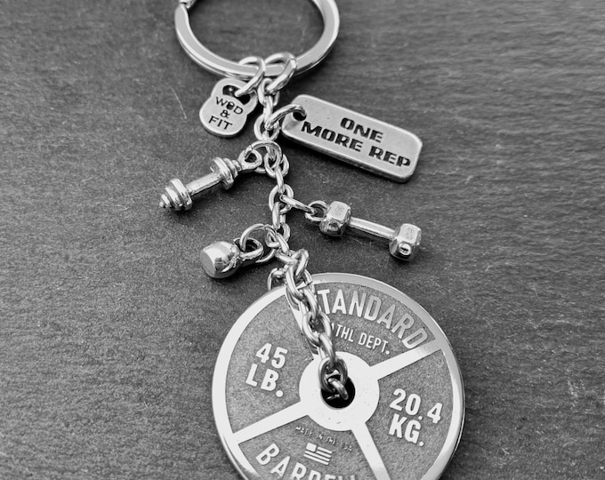 Gym Keychain Dip Belt Chain Weightlifting · Personalised gift · Weight Plate 45lbs ·Fitness · Bodybuilding ·Personal Trainer Gift ·Wod & Fit