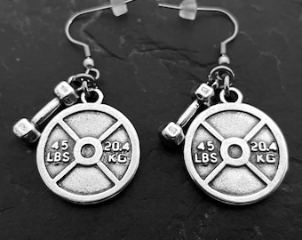 Pendientes Gimnasio Discos y Mancuerna · Regalo Gym · Pendientes · Pendientes Fitness · Regalo Gimnasio · Regalo Mujer · Joyas Gym Wod & Fit