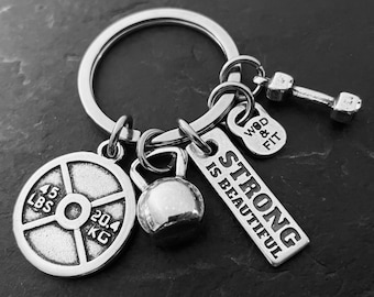 Gym Keychain Weight Workout gift - Exercise gifts - Weight lifting gifts - Fitness gift -Personal trainer gift- Fitness gifts - Wod & Fit