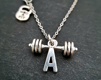 Gym Necklace Barbell Initial Workout Gifts ·Fitness Gifts · Motivation Gift · Gym Gifts· Bodybuilding · Crossfit Gifts · Fitness · Wod & Fit