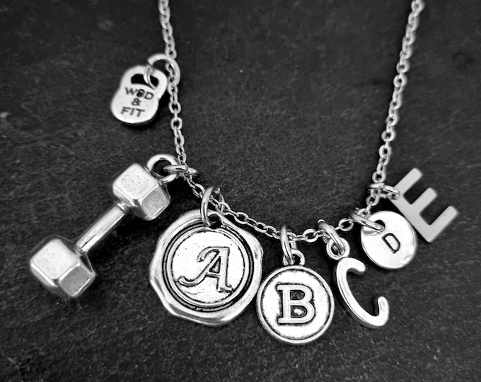 Gym Necklace Dumbbell · Bodybuilding · Crosstraining · Gym Gifts · Bodybuilding · Fitness Gifts · Initial Neckalce · Bff gifts·GYM Wod & Fit