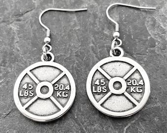 Gym Earrings Weight Plate Kettlebell Gym Earrings - lightweight earrings - handmade earrings · Fitness Gifts · gift for women ·Wod & Fit