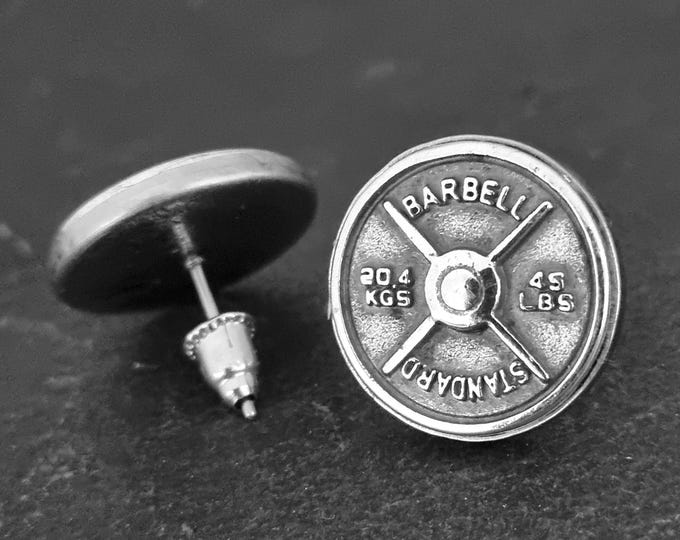 Gym Earrings Weight Plate Barbell Standard 45lbs  -Workout gifts - Gym Earring -Weight lifting -handmade earrings · Fitness Gifts ·Wod & Fit