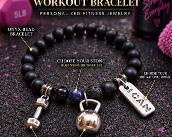 Custom Onix Katrin Workout gym bracelet, motivational fitness gift for women, gym girl, athlete, coach or trainer ·   Wod & Fit