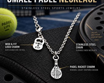 Small padel necklace for women, minimal sport jewelry gift for padel player, coach, teammate, friend or padel lover