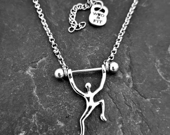 Gym Necklace Chain Choker WeightLifter Barbell Workout Workout Gifts · Motivation Gift · Gym Gift· Bodybuilding · Crossfit Gifts · Wod & Fit