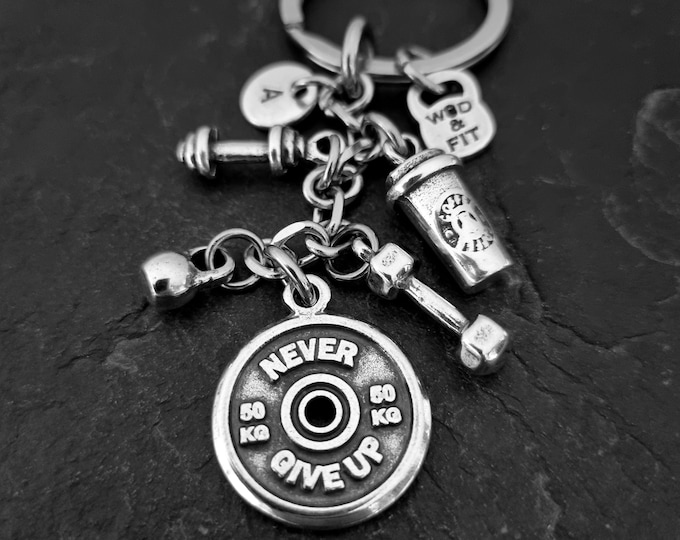 Gym Keychain Weight Plate and Coffee · BFF Gift · Bodybuilding · Coach Gift · Girlfriend Gift · Gym Gift ·  Wod & Fit