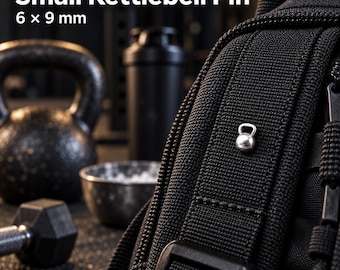 Small kettlebell lapel pin, fitness enamel pin gift for gym lover, athlete, lifter, coach, trainer or workout fan ·Wod & Fit