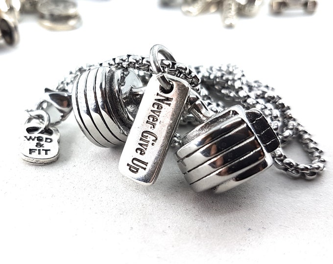 Gym Necklace Bent Barbell Workout Gifts· Custom Gift · Gym Gifts · Boyfriend Gift · Custom Necklace · Bodybuilding Necklace · Wod & Fit