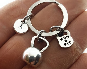 Team Gift Initial Keychain Kettlebell Keychain ·Personalized gift· Birthday gift · Best friend gifts · BFF Gifts · thank you gift ·Wod & Fit