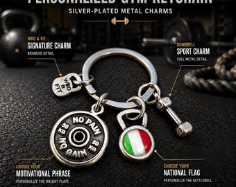 Fitness Keychain with National Flag Kettlebell, Gym Motivation Gift for Athlete and Gym Lover Fitness jewels · Gym Gifts ·Wod & Fit