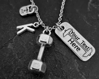 Gym Necklace BIG Dumbbell Custom Motivation Workout Gifts · Fitness Gift · Gym Gifts · Custom Name Necklace · Boyfriend Gift · Wod & Fit