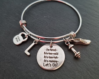 Runner Bracelet Lets Go! I'm Stronger than My Excuses Runner Shoe,Gift For Runner,Fitness Jewelry,Running Gift,Runner jewelry,Runner Girl