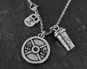 GYM Necklace Iron and Coffee · Bff Gifts · Fitness Necklace ·Coach Gift · Dad Gift · Friendship gift · Coffee jewelry · Mom Gift · Wod & Fit