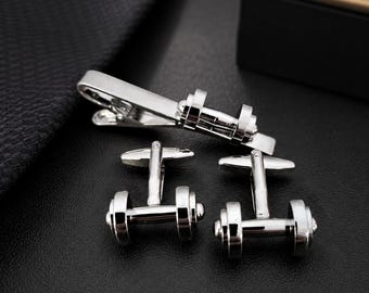 Dumbbell Cufflinks · Fitness Bodybuilder · Weightlifting · Bodybuilding Gift· Anniversary Gift · Best man Gift · Gym Gifts· Sport· Wod & Fit