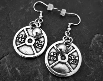 Gym Earrings Weight Plate Kettlebell Gym Earrings - lightweight earrings - handmade earrings · Fitness Gifts · gift for women ·Wod & Fit