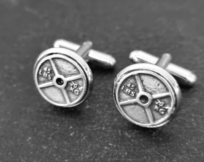 Fitness Lover's Gift - Workout Inspired Cufflinks, 45lbs Weight Plate Design ·Unique Fitness Gift for Him·Gift for Gym Enthusiasts Wod & Fit