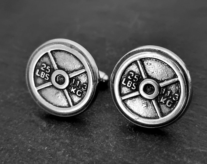 Gym Gift Cufflinks Weight Plate 25lbs Barbell·Weight Cufflinks · Weightlifter· Bodybuilding· Dad Gift · Gifts for Men · Bff Gifts ·Wod & Fit