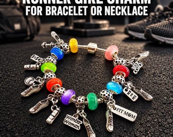 Runner Girl Bracelet Charm, Running Gift for Woman, Runner, Athlete, Marathoner, Friend or Running Partner Who Loves Sport and Fitness