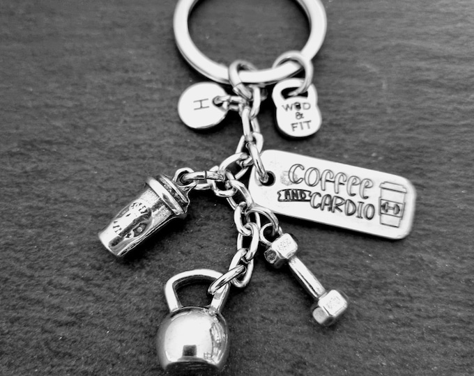 Gym Keychain Iron and Coffee Keychain Kettlebell Workout  Bodybuilding Gift - Coffee Lover Gift - Love Coffee - Gym Gifts Fitness ·Wod & Fit