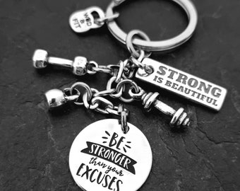 GYM Keychain BE Stronger Than your Excuses · Personalized gift · Boyfriend gift · Mom Gift · Gifts for dad · Motivational quotes  Wod & Fit